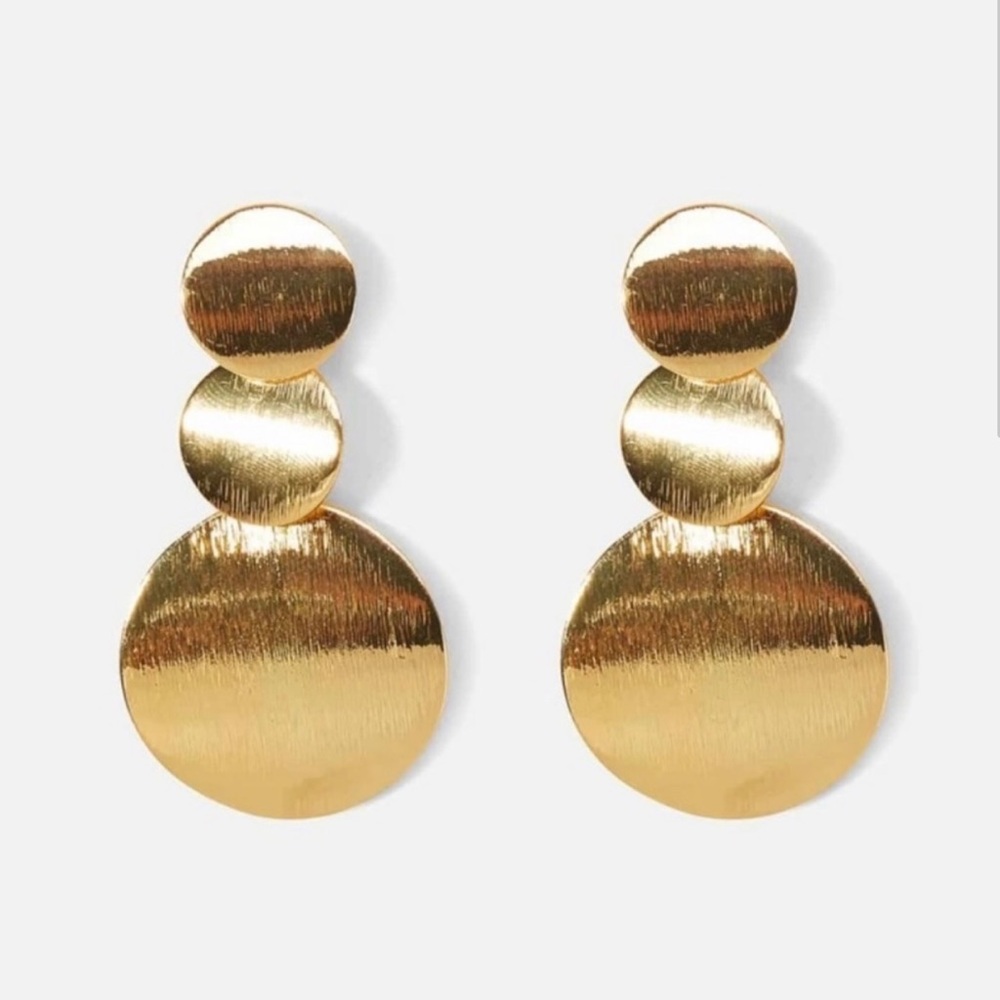 Gold Tiered Dangle Earrings